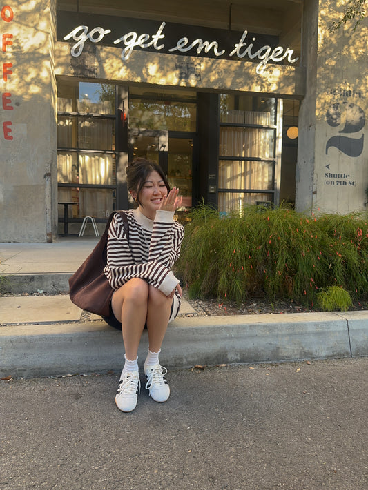 Americano Striped Mock-Neck Pullover