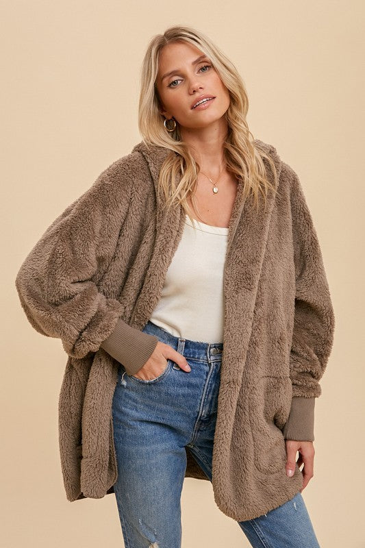 Teddy Plush Sherpa Jacket || Mocha