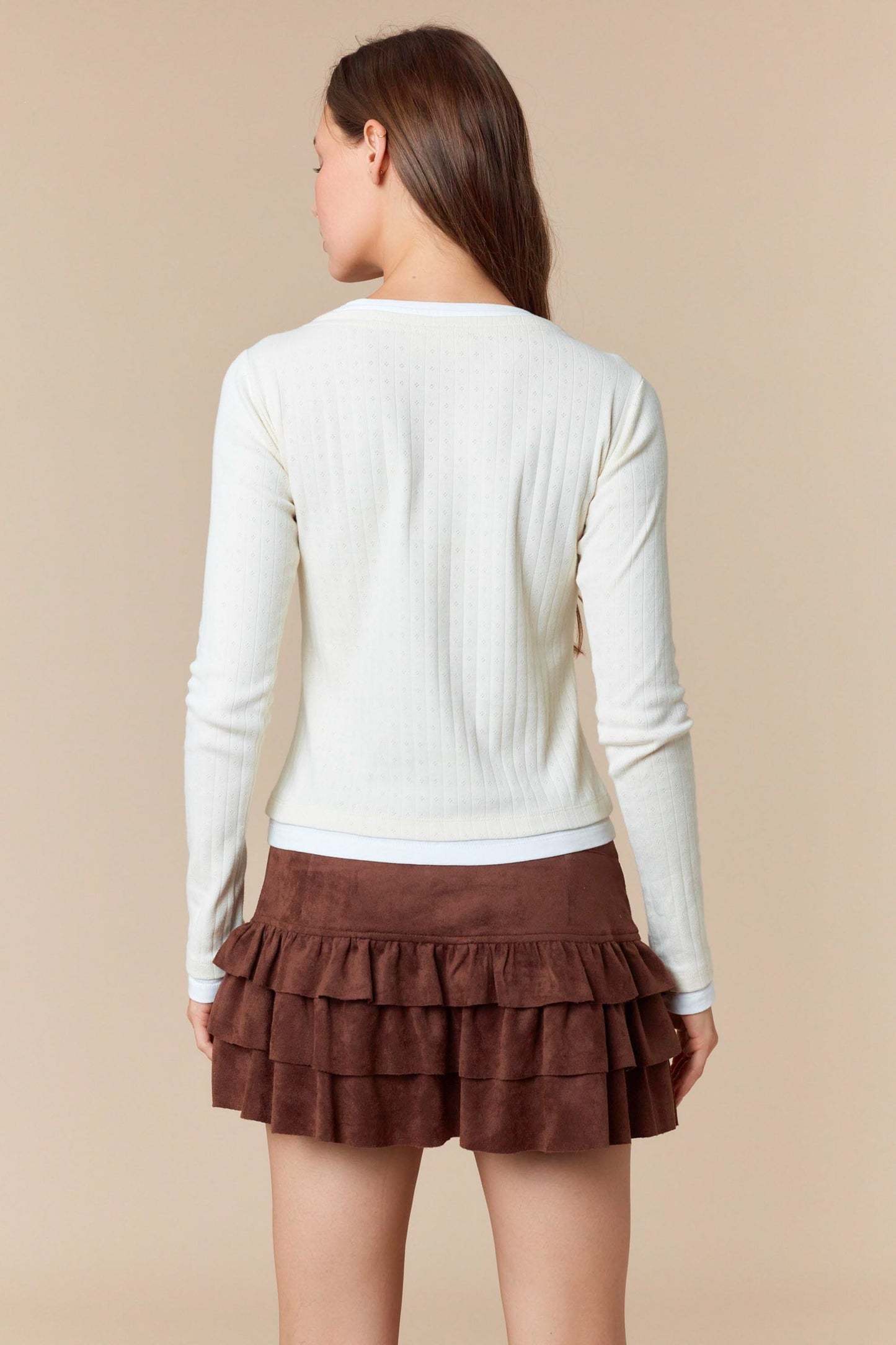 Sophia Pointelle Top || Cream