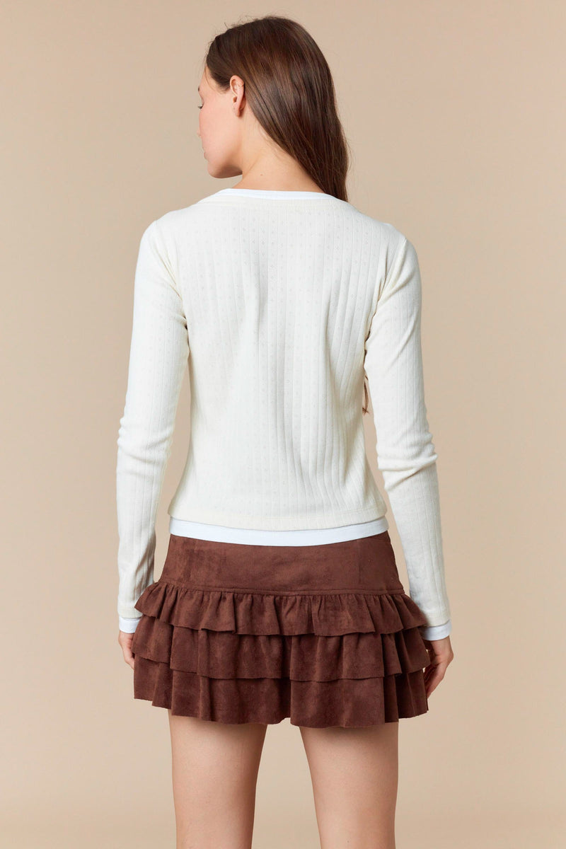 Sophia Pointelle Top || Cream