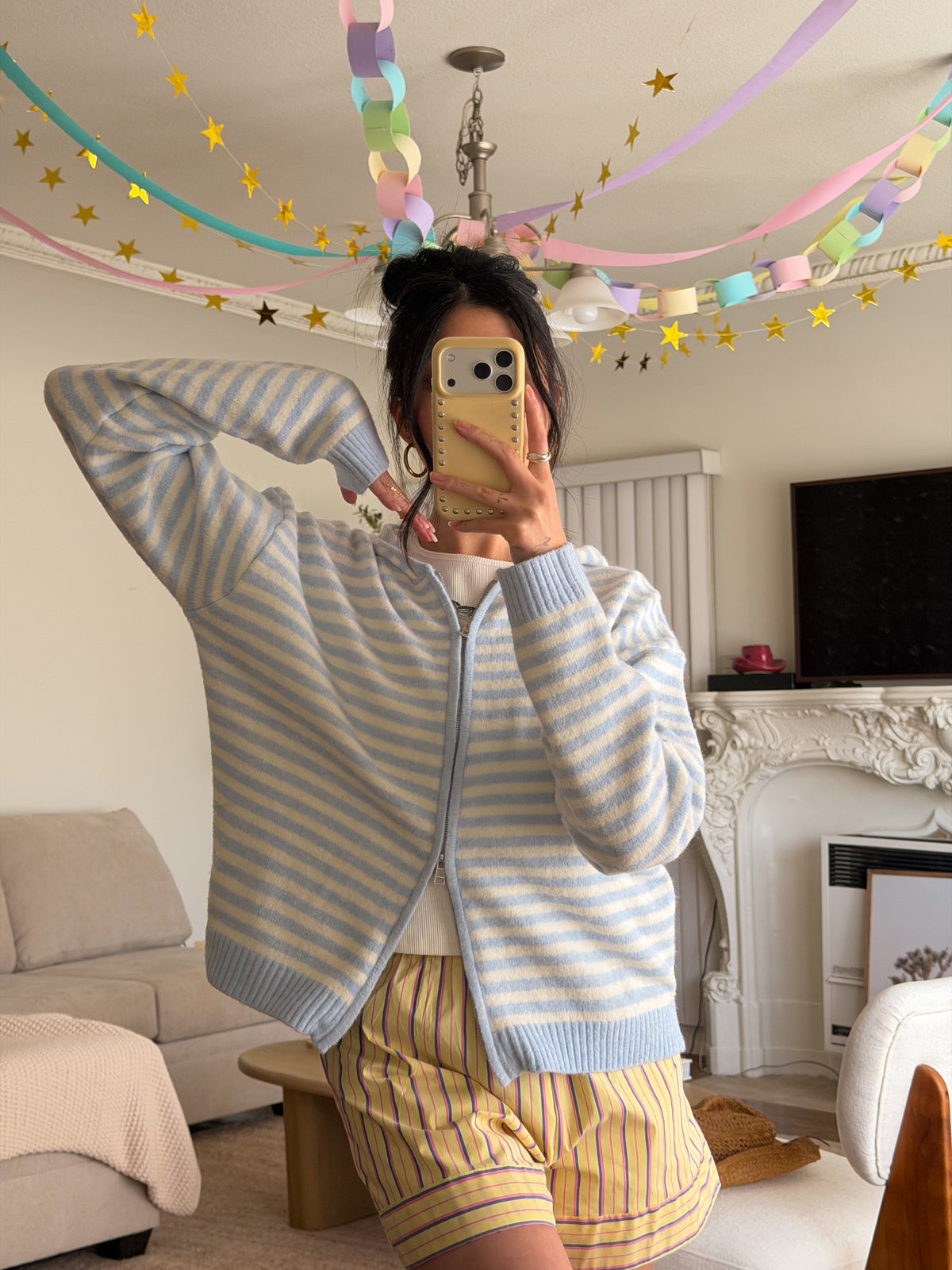 Waves Striped Zip Up