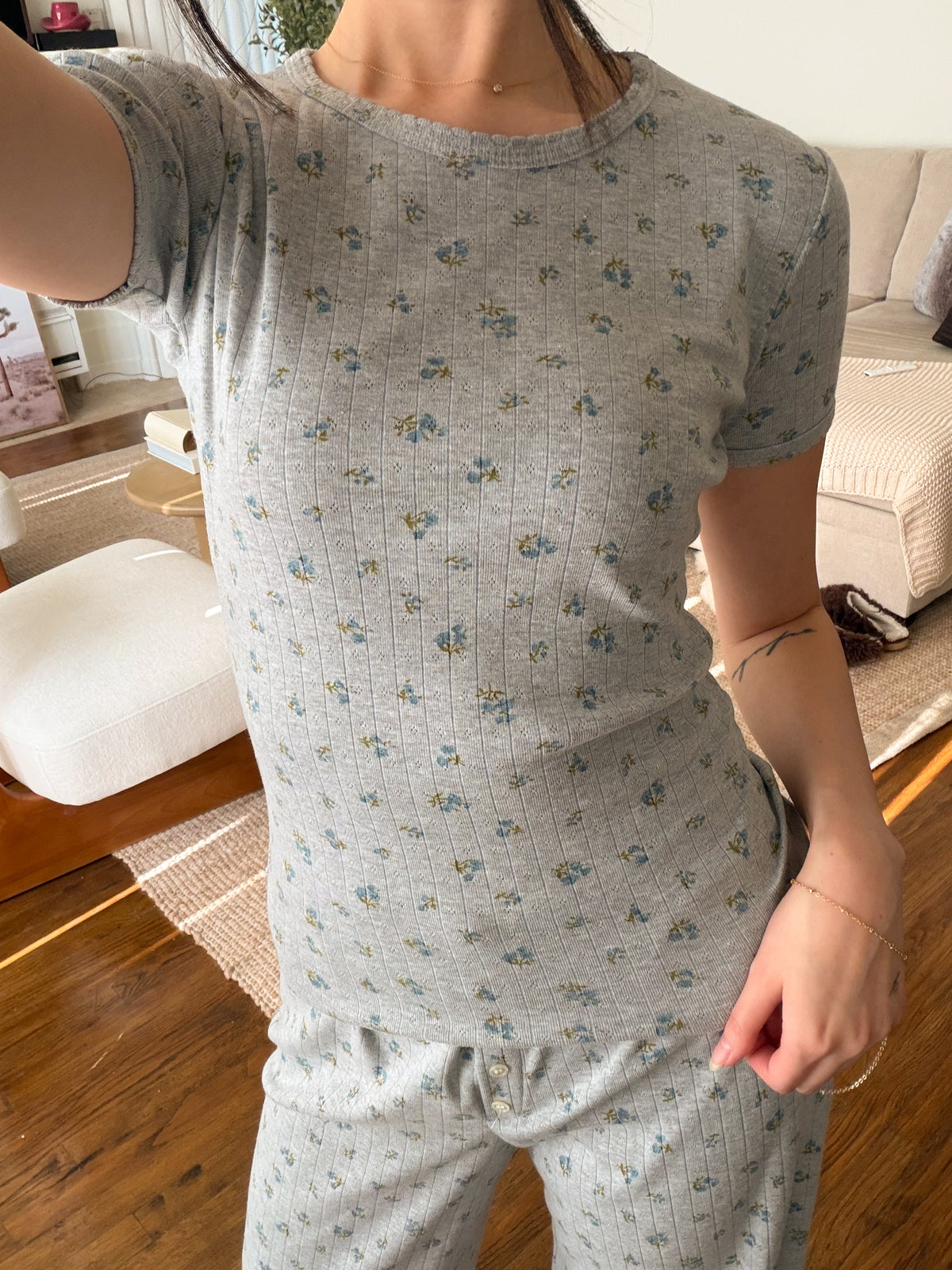 Olivia Floral Pointelle Top