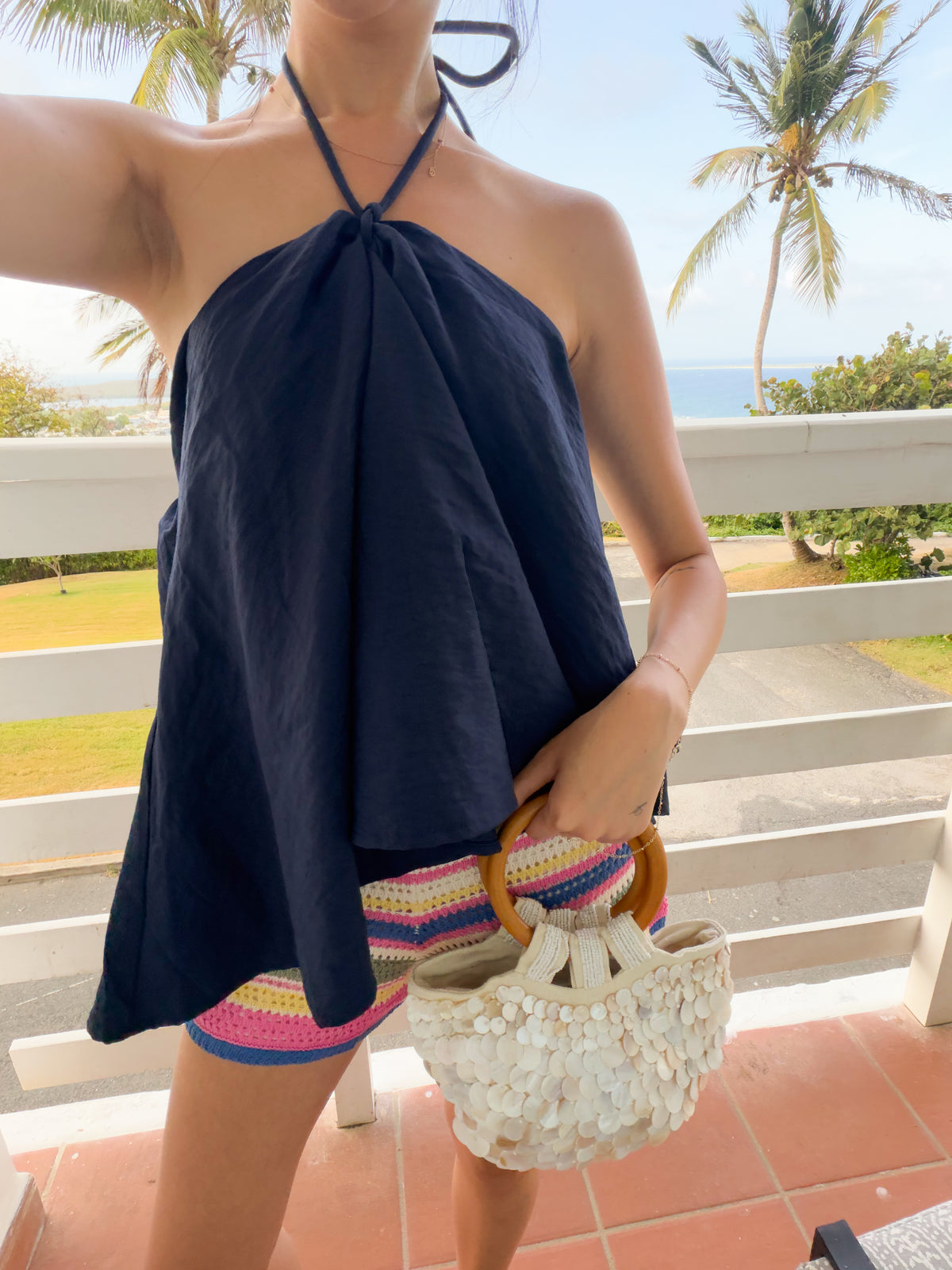 Tropical Stripes Crochet Shorts