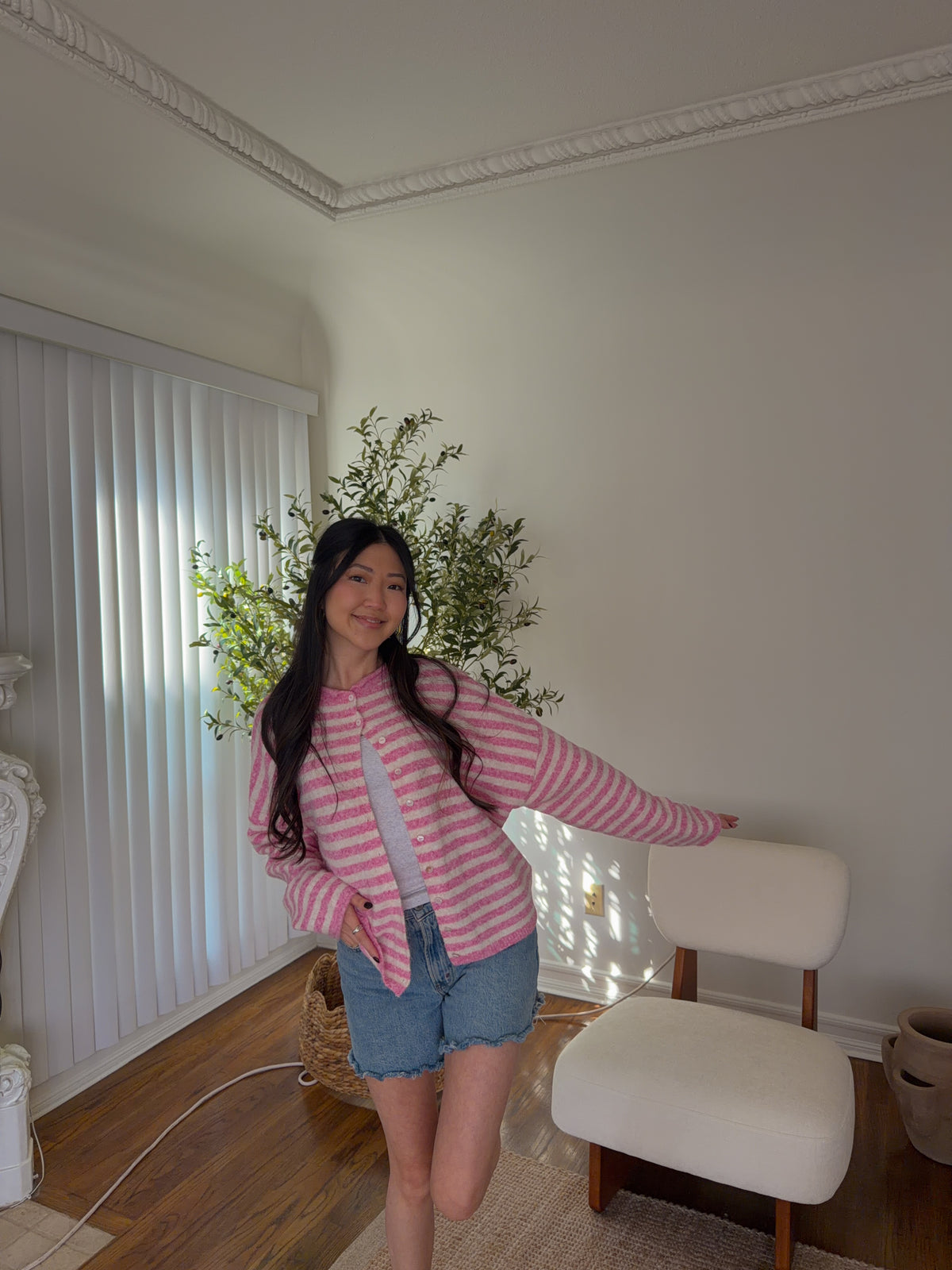 Glory Grace Cardi || Strawberry Cream Stripes