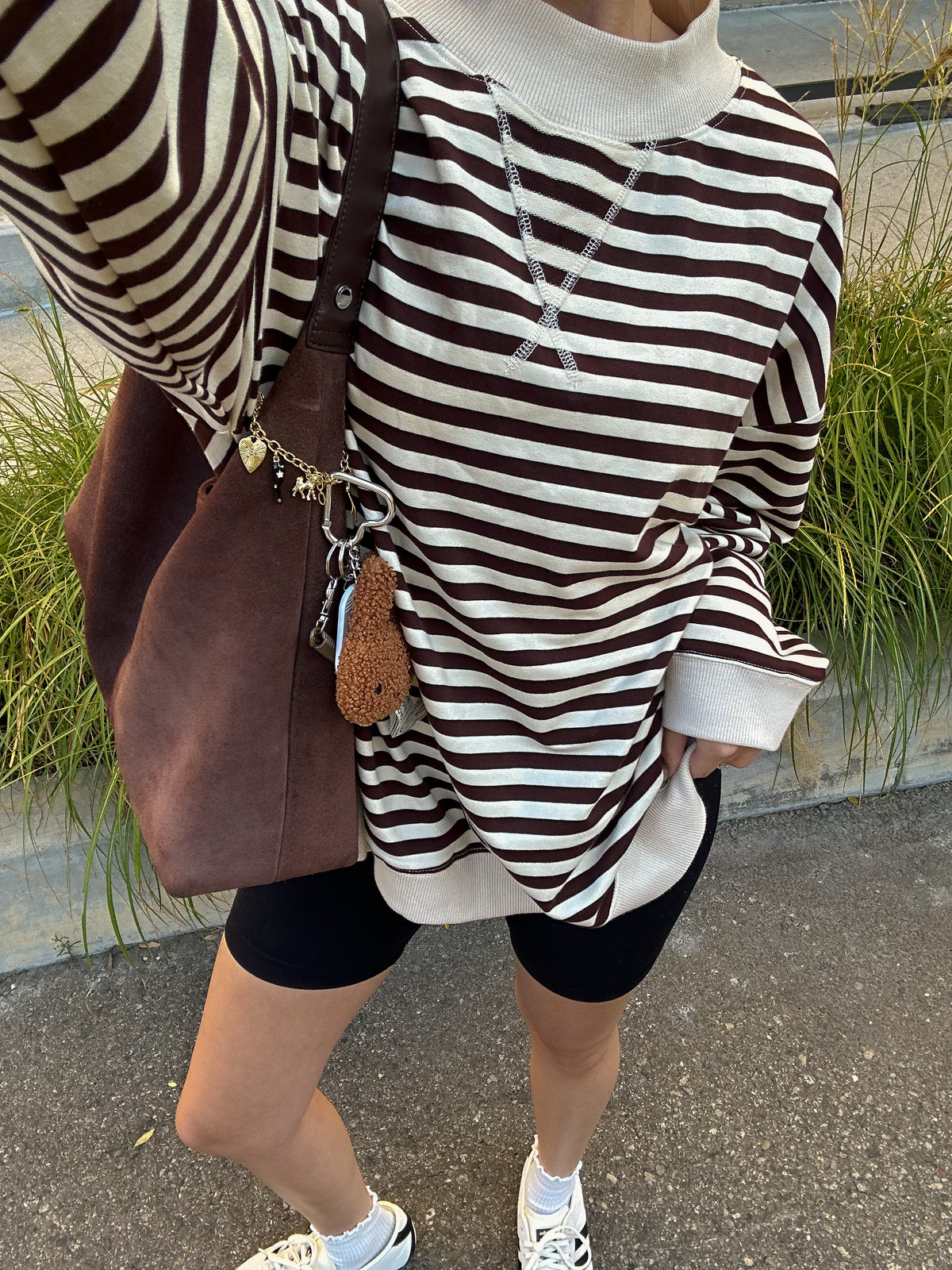 Americano Striped Mock-Neck Pullover