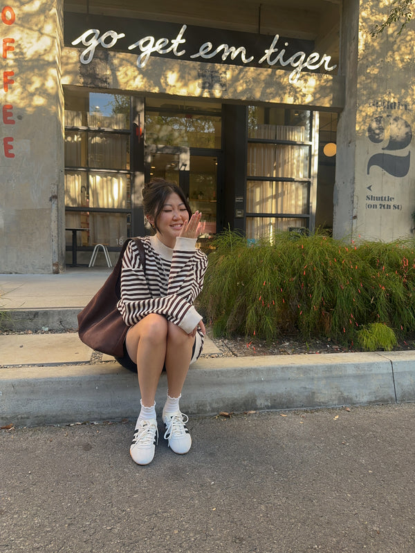 Americano Striped Mock-Neck Pullover